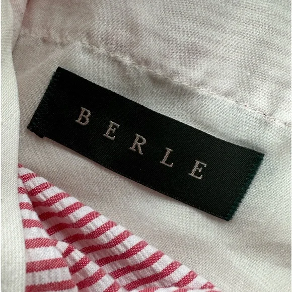 BERLE Men’s Red & White All Cotton Seersucker Flat Front 5” Alabama’ Shorts - 36 - Picture 2 of 11